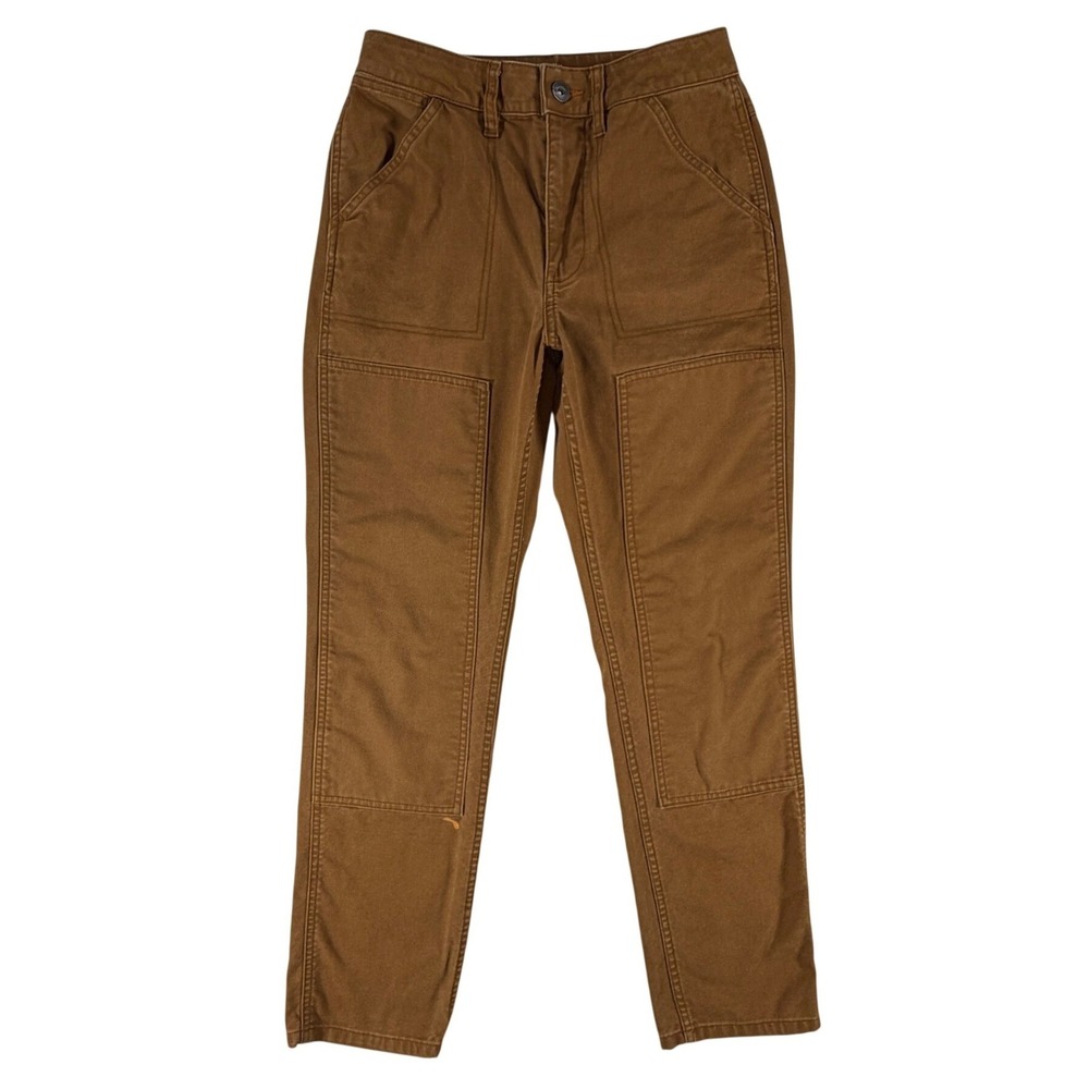 REI Cooperative Womens Double Knee Work Pants Brown Canvas Size 4 Utility Hiking